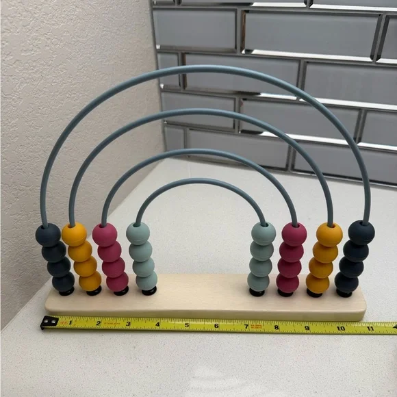 Bigjigs Toys Rainbow Abacus Educational Wooden Base Food-Grade Silicone Beads - Picture 13 of 14